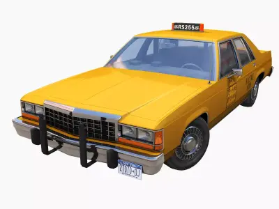 New York Taxi Cab Low-poly 3D model