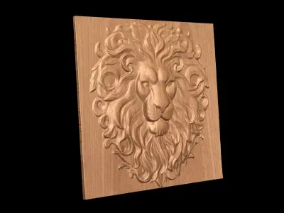 Lion Head 1 CNC bas-relief 3D print model