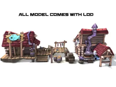 Cartoon Medieval House Low-poly 3D model