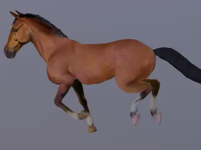3D Model for an Animated Brown Horse Low-poly 3D model