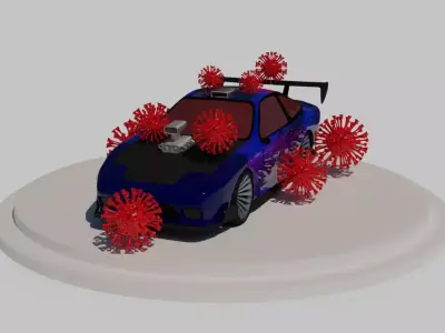 nissan  sx180 3d model surounded by corona virus 3D model