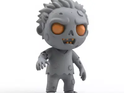 Gray Zombie 3D Model Realistic Halloween Horror Character 3D print model
