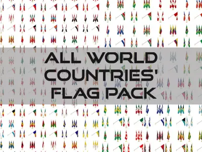 All World Countries Flag Pack 3D model