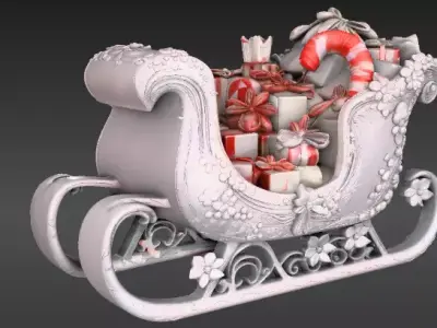 Christmas Candy  Gift Sleigh Fully Joint Model  Low-poly 3D model