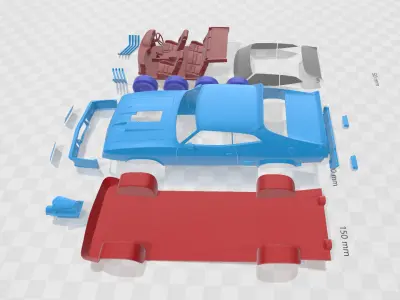 Falcon GT Coupe Interceptor Mad Max 1979 - Separate Parts STL  3D print model