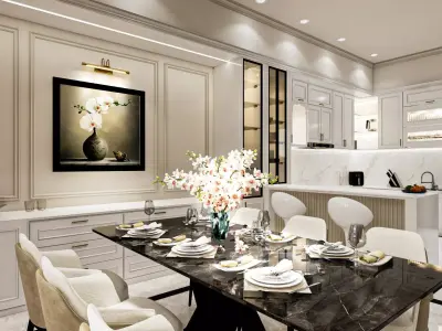 LUXURY DINNING ROOM TABLE SET  3D model