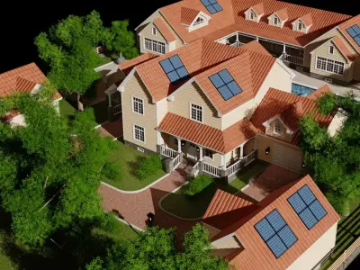 Classic house american style low poly Low-poly 3D model