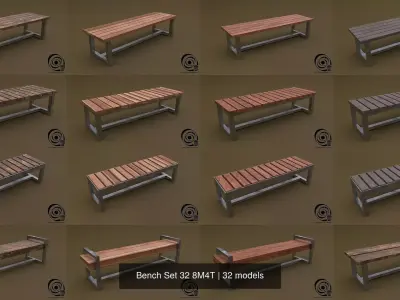 Bench Set 32 8M4T 3D Model Collection