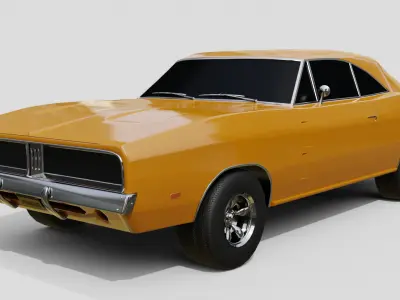 American Muscle Car - Animation and Game-Ready Low-poly 3D model