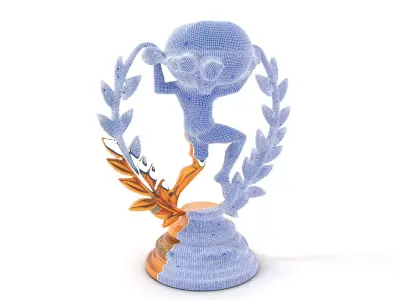 Golden Soccer Trophy model pack with detailed design Low-poly 3D model