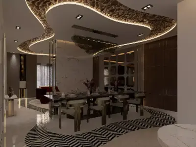 Luxury Living  Kitchen Interior  Low-poly 3D model