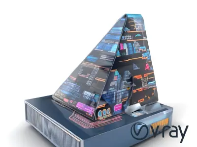 Futuristic Neon Skyscraper Mirror Surface model pack Low-poly 3D model