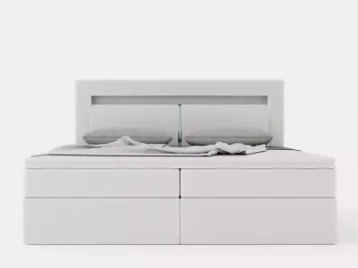 Modena Bed Package 180x200 Co Storage Led Headboard White Low-poly 3D model