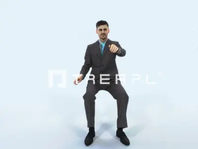 Posture 20D Driver Driving Sitting Elegant Man Low-poly 3D model