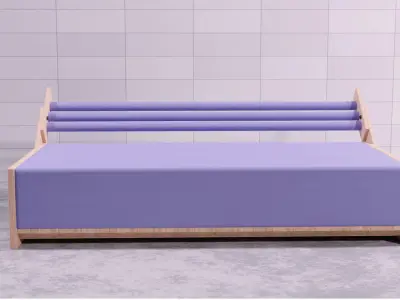 SOFA-BED-DIY bench made of wood and fabric Free 3D model
