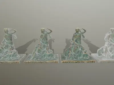 gold  statue  Low-poly 3D model