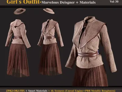 Girls Outfit- MD-Clo3d - Smart Material - Textures - OBJ - FBX 3D model
