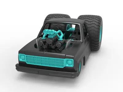 Concept dragster truck Scale 1 to 25 3D print model