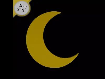 Simple Moon Symbol - 2D Art Free 3D print model shop