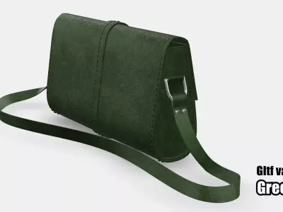 Realistic Leather Women Handbag Stitched Details GLTF Variants 3D model