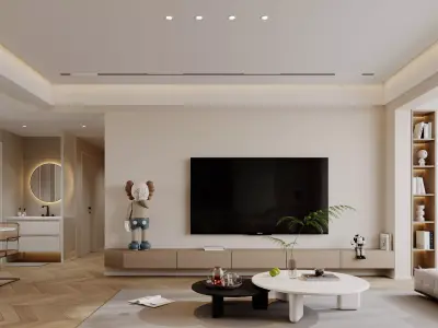 Modern living room dining room interior scenes 179 3D model