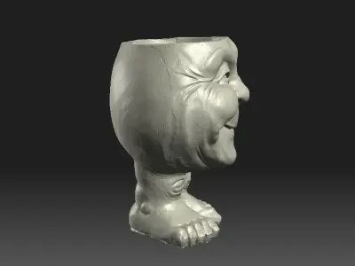 FlowerpotSmileGrandma statue of smiling face 3D print model