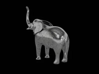 Metal Elephant Figurine Low-poly 3D model