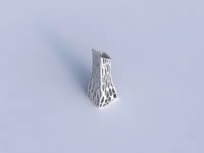 Vase squeezed and bent rectangle with faceted organic lattice 3D print model