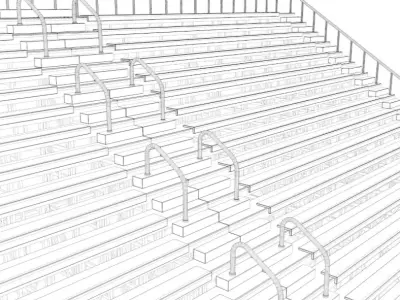 Wooden Bleacher Seats 3D model
