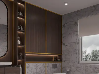 Bahtroom modern bathroom with marble floors and walls Free 3D model