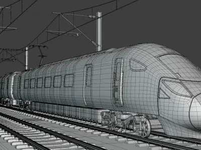 Bridge with Hitachi Azuma 3D model