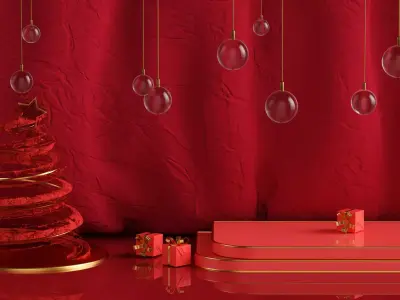 Christmas e-commerce promotion display scene 9 3D model