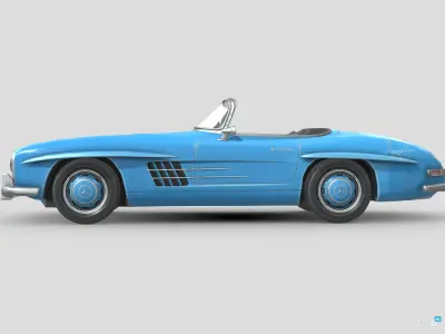 Mercedes Benz 300SL Roadster 1957 Low-poly 3D model