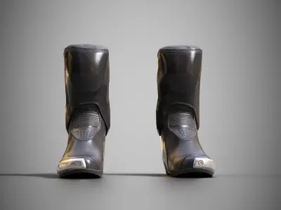 Motorcycle racing boots black Low-poly 3D model