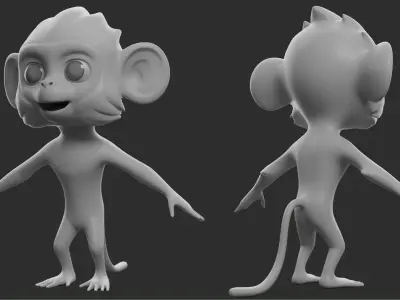 Cartoon Monkey  II Basemesh  Low-poly 3D model