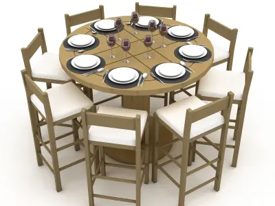 3D model dining table 004 Low-poly 3D model