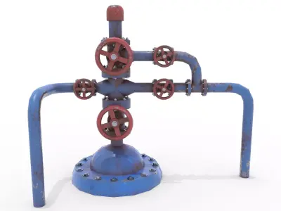 Oil Pumpjack Wellhead Weathered 1 Low-poly 3D model