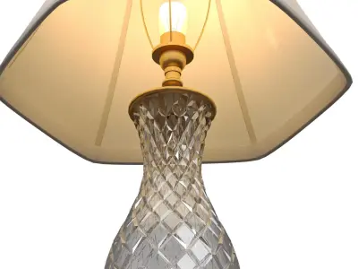 Crystal Table Lamp with Silk Shade Nightstand bedside 3D model