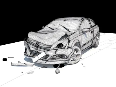 Crashed Wrecked Car 2 Low-poly 3D model
