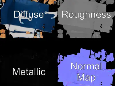 Nautical Anchor Cushion Model Pack Low-poly 3D model