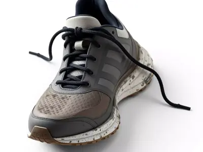 Realistic Dirty Trail Running Shoe Low-poly 3D model