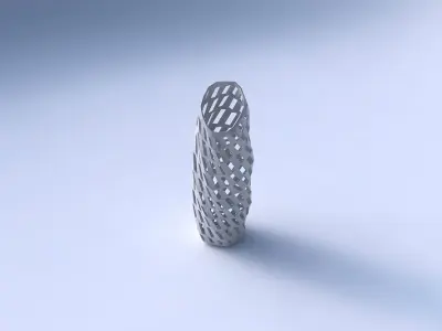 Vase twisted bent hexagon with checker grid lattice 3D print model
