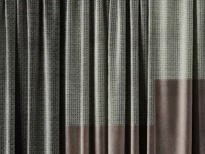 Set of soft silk curtains with wrinkles Patterned collections 35 Low-poly 3D model