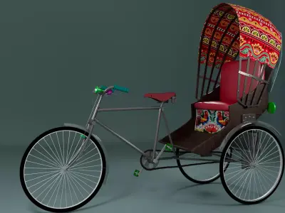 Rickshaw  Low-poly 3D model