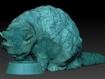 Fluffy cat 22 Low-poly 3D model