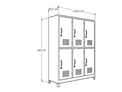 METAL CABINET -TRIPLE LONG- SIX COVER-BLUE AND WHITE Low-poly 3D model