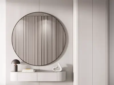 144 hallway zone 03 minimal modern with circle mirror 01 3D model