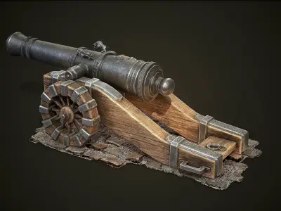 Medieval Cannon Low-poly 3D model