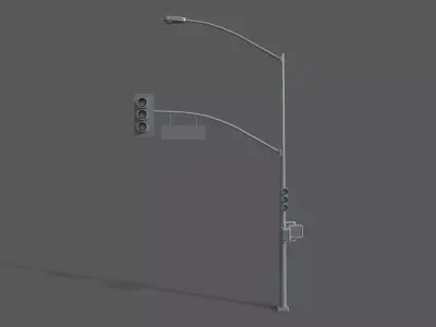 street light stop sign low poly 3D model