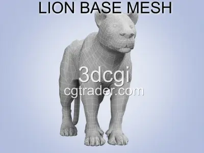 Lion Big Cat base mesh 3d model Low-poly 3D model